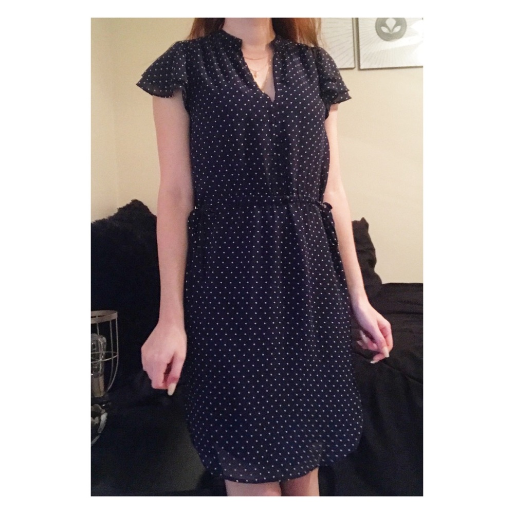 Navy Blue Polka Dot H&M Blouse Dress